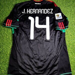 Chicharito Mexico 2010 WORLD CUP Away Black Soccer Jersey Shirt L SKU# P41397